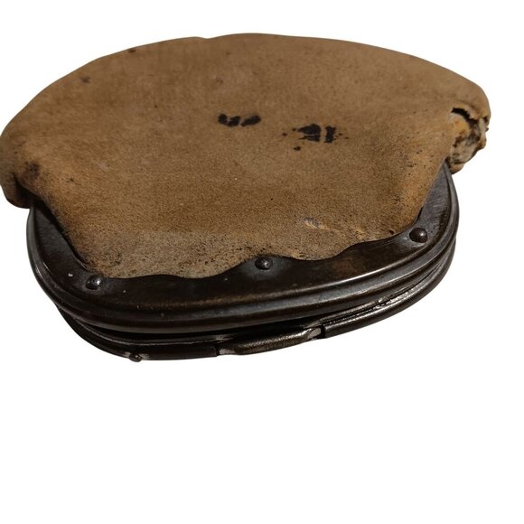 Antique 1900s Genuine Leather TINY 4" SNAP Coin RELIC STEAMPUNK WALLET - Picture 6 of 9